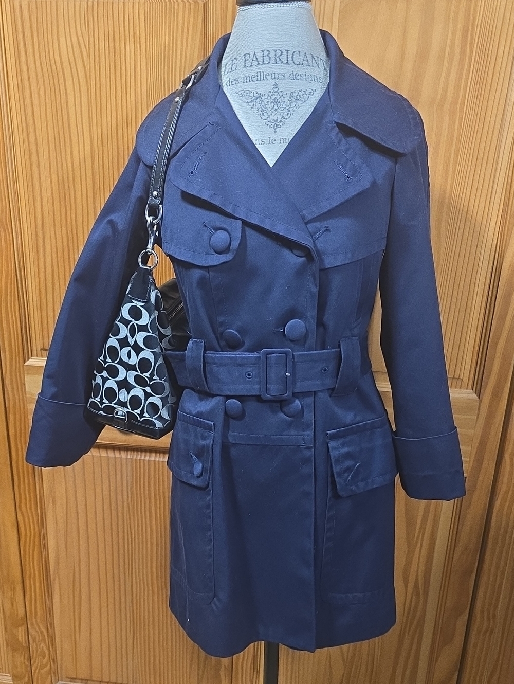 Navy Women's Belted Trench Coat